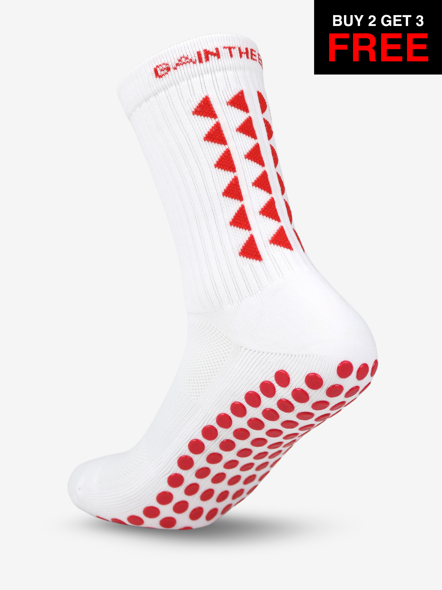 LIMITED EDITION GRIP SOCKS 3.0 - White & Red - SALE BUY 2 GET 3 FREE
