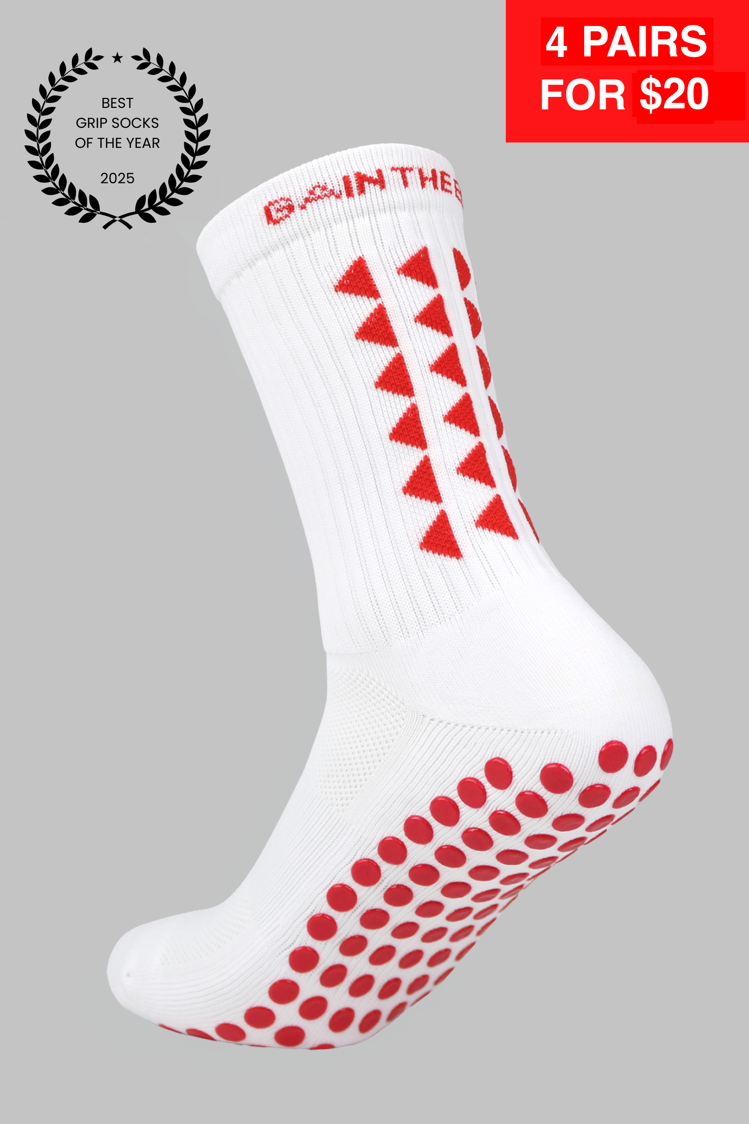 LIMITED EDITION GRIP SOCKS 3.0 - White & Red
