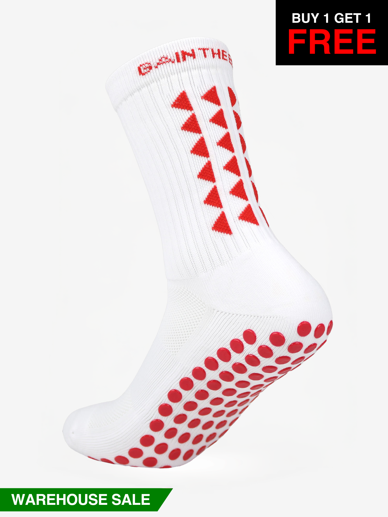 LIMITED EDITION GRIP SOCKS 3.0 - White & Red - WAREHOUSE SALE