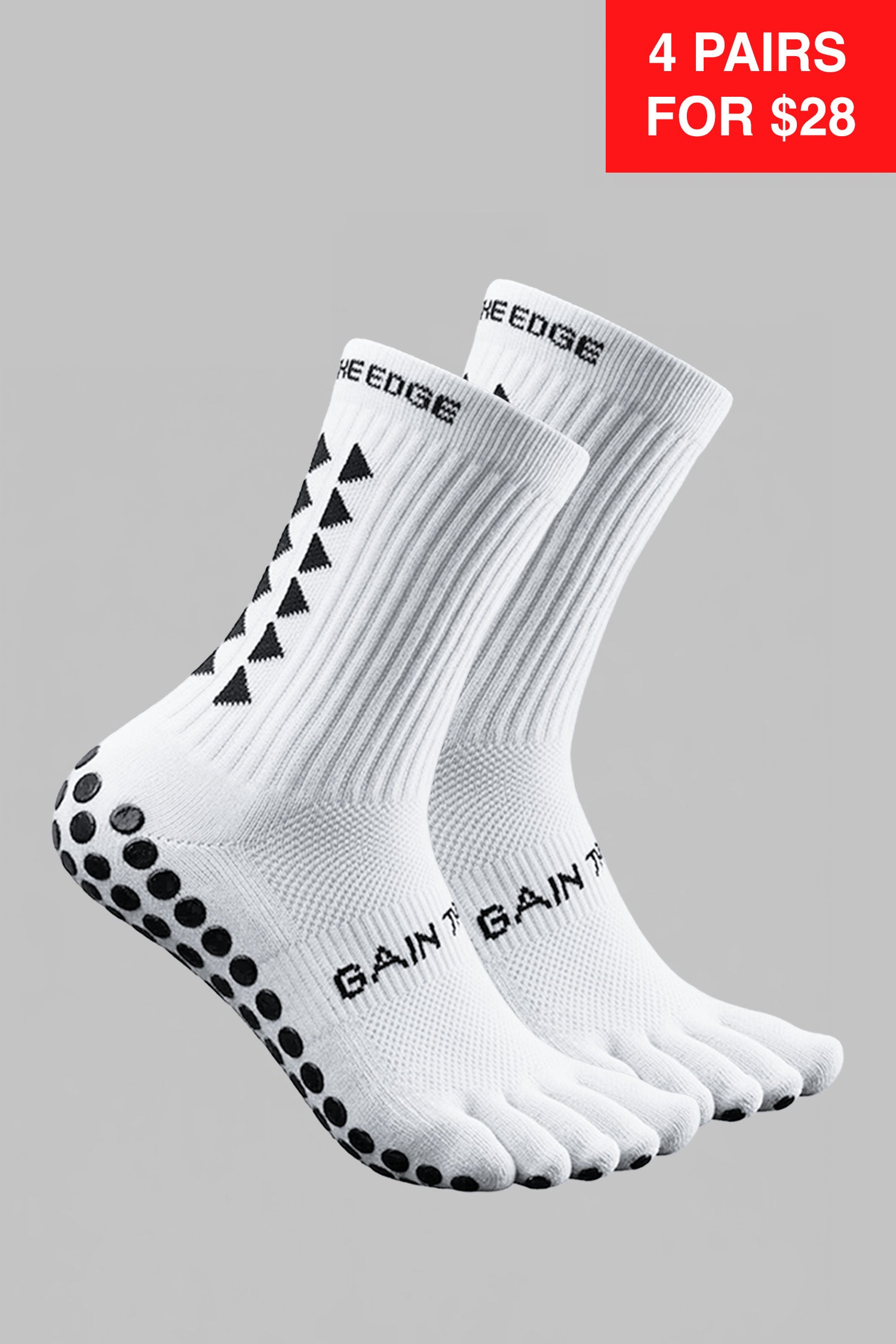 BAREFOOT GRIP SOCKS 3.0 MidCalf Length - White – Gain The Edge US