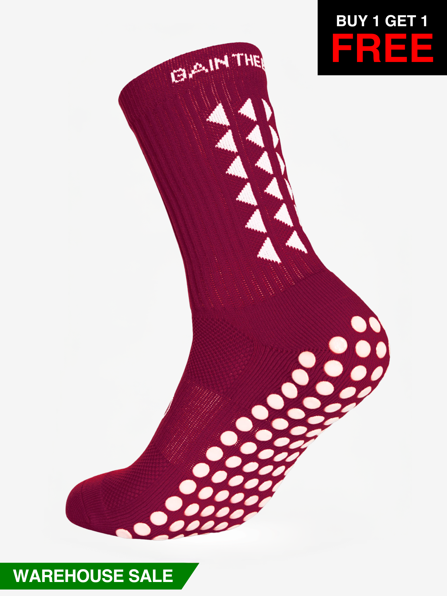 GRIP SOCKS 3.0  MidCalf Length - Maroon - WAREHOUSE SALE
