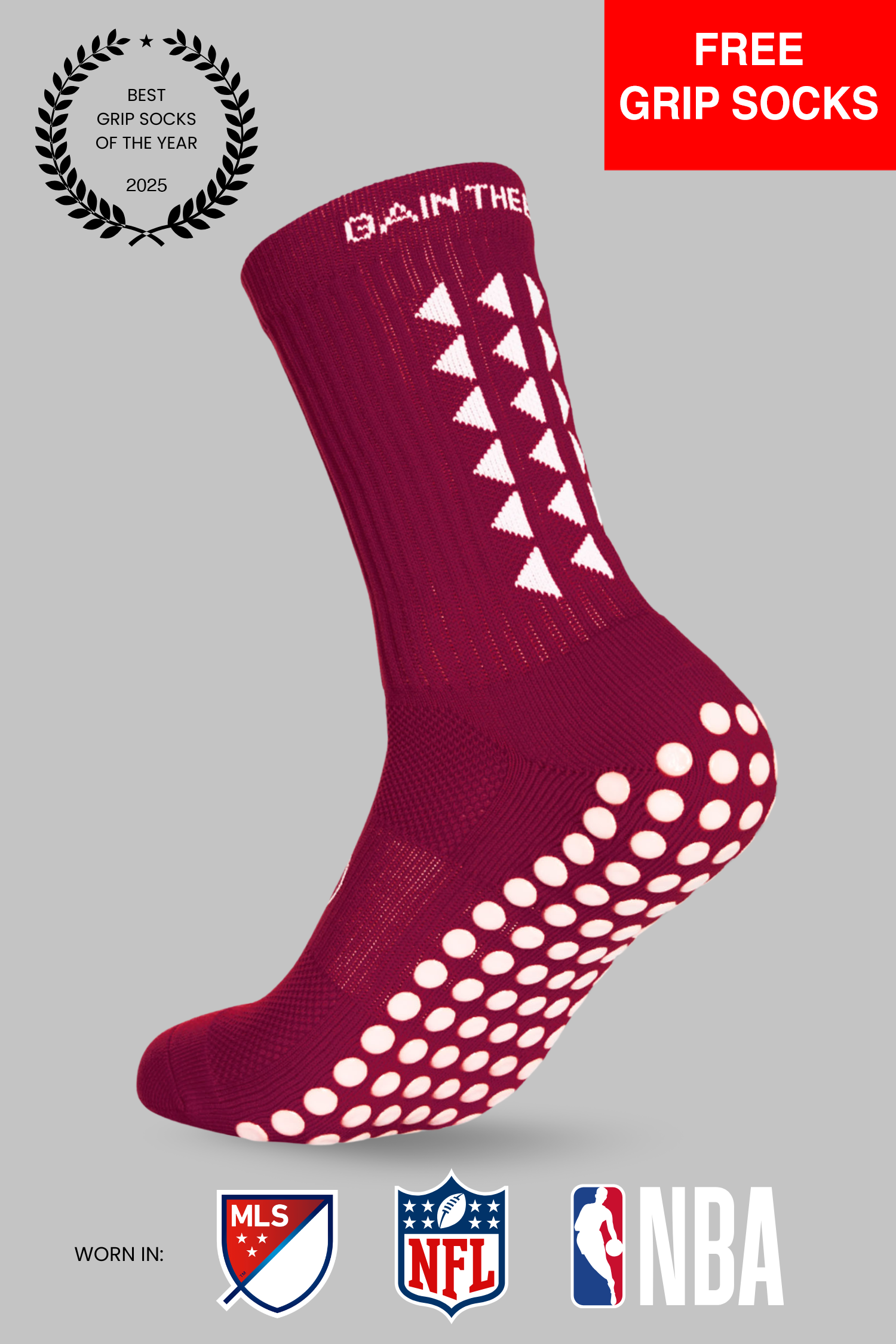 GRIP SOCKS 3.0  MidCalf Length - Maroon