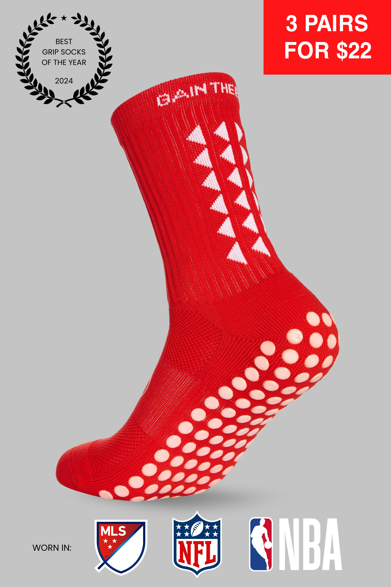 GRIP SOCKS 3.0  MidCalf Length - Red