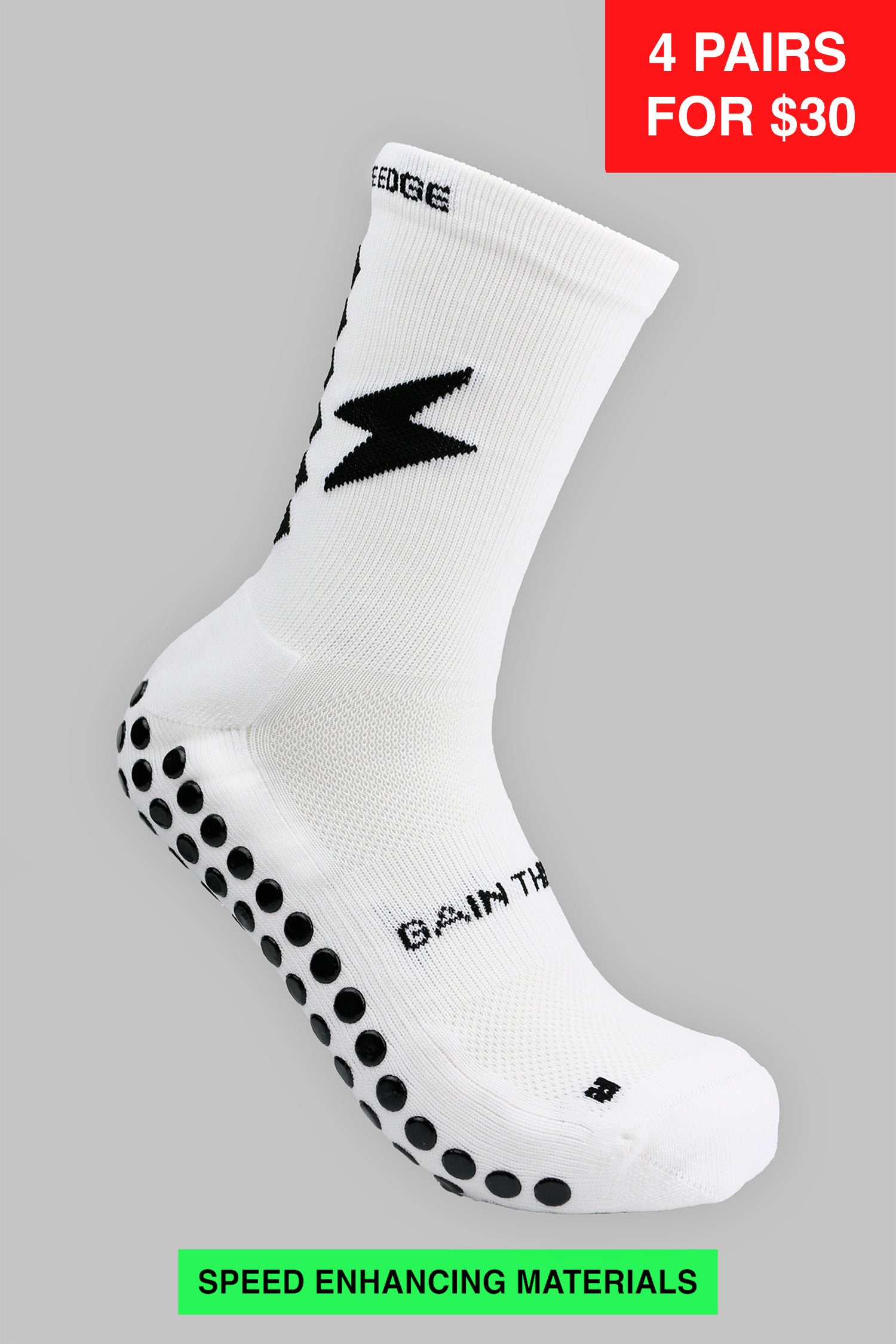 SPEED GRIP SOCKS MIDCALF LENGTH - WHITE – Gain The Edge US