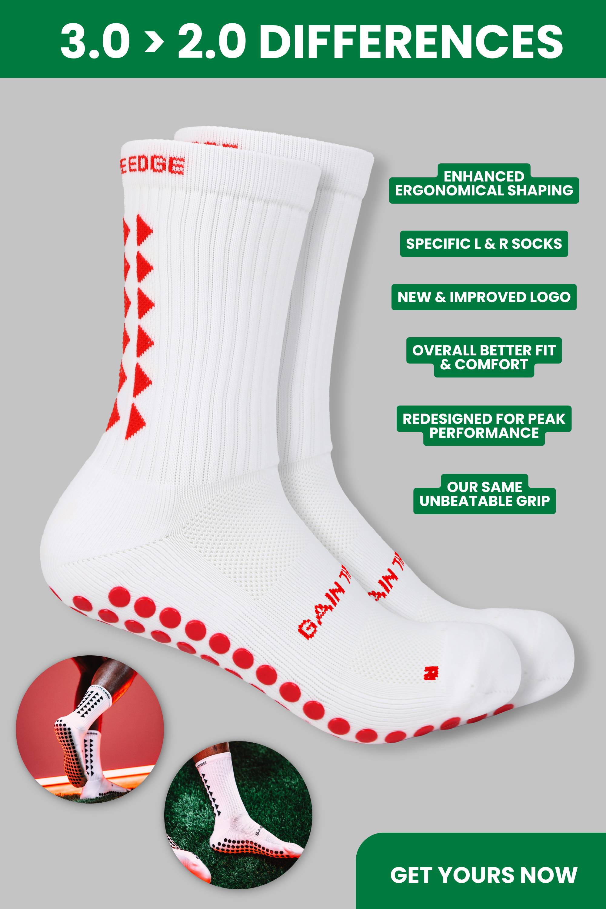 LIMITED EDITION GRIP SOCKS 3.0 - White & Red