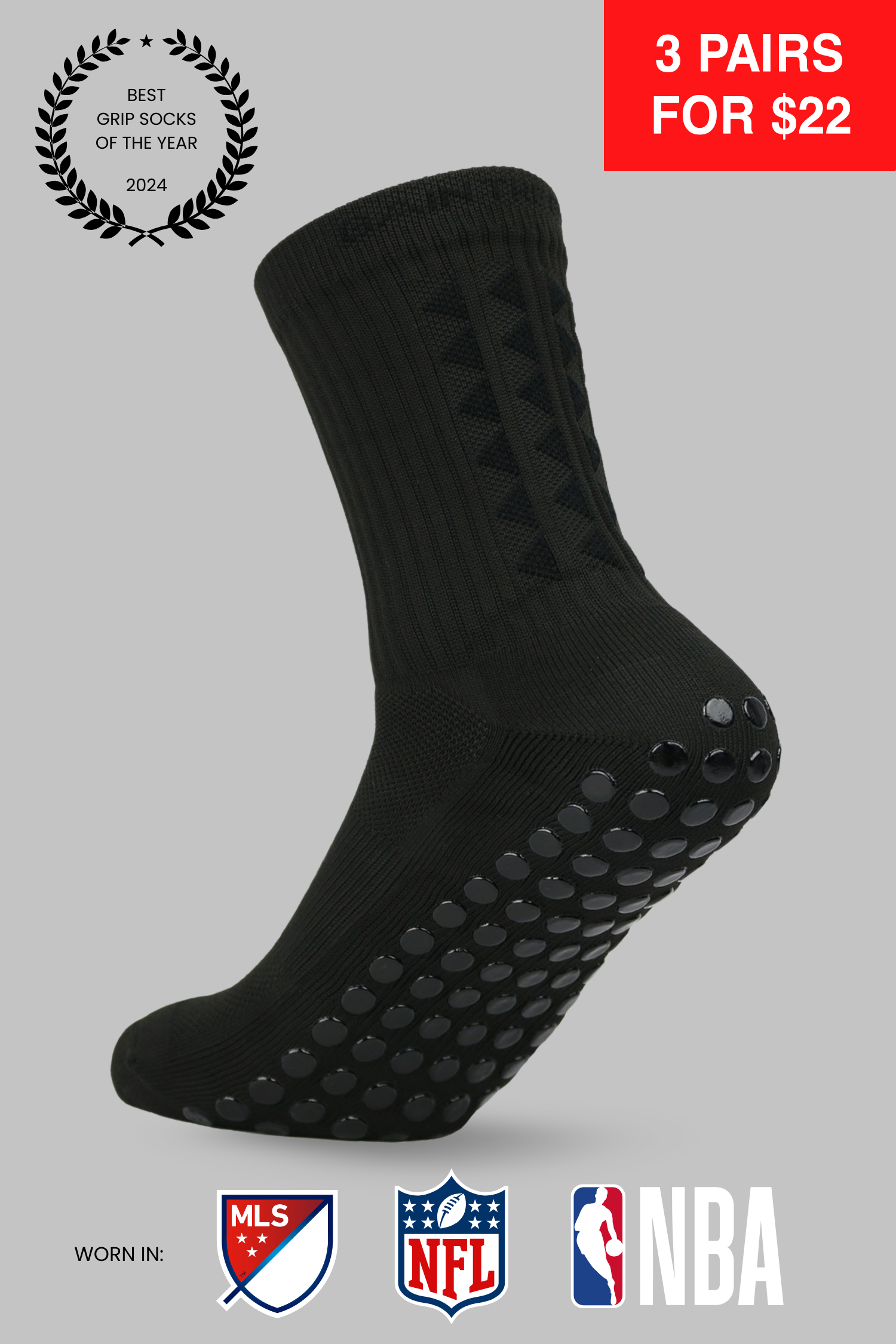 GRIP SOCKS 3.0 midcalf length - BLACKOUT EDITION