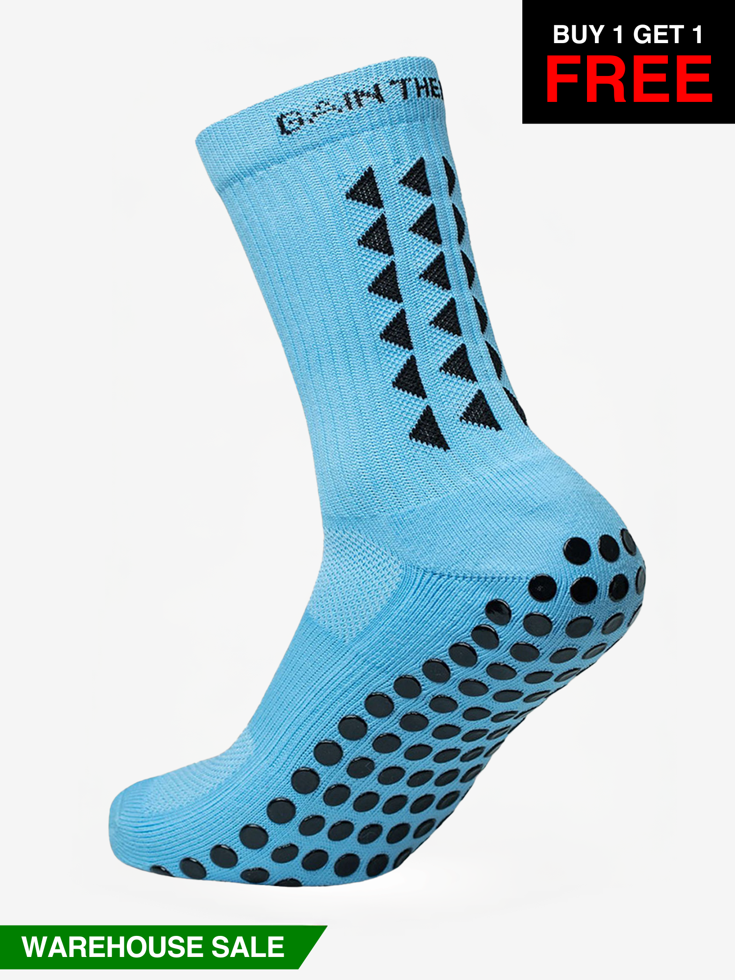 GRIP SOCKS 3.0  MidCalf Length - Light Blue - WAREHOUSE SALE