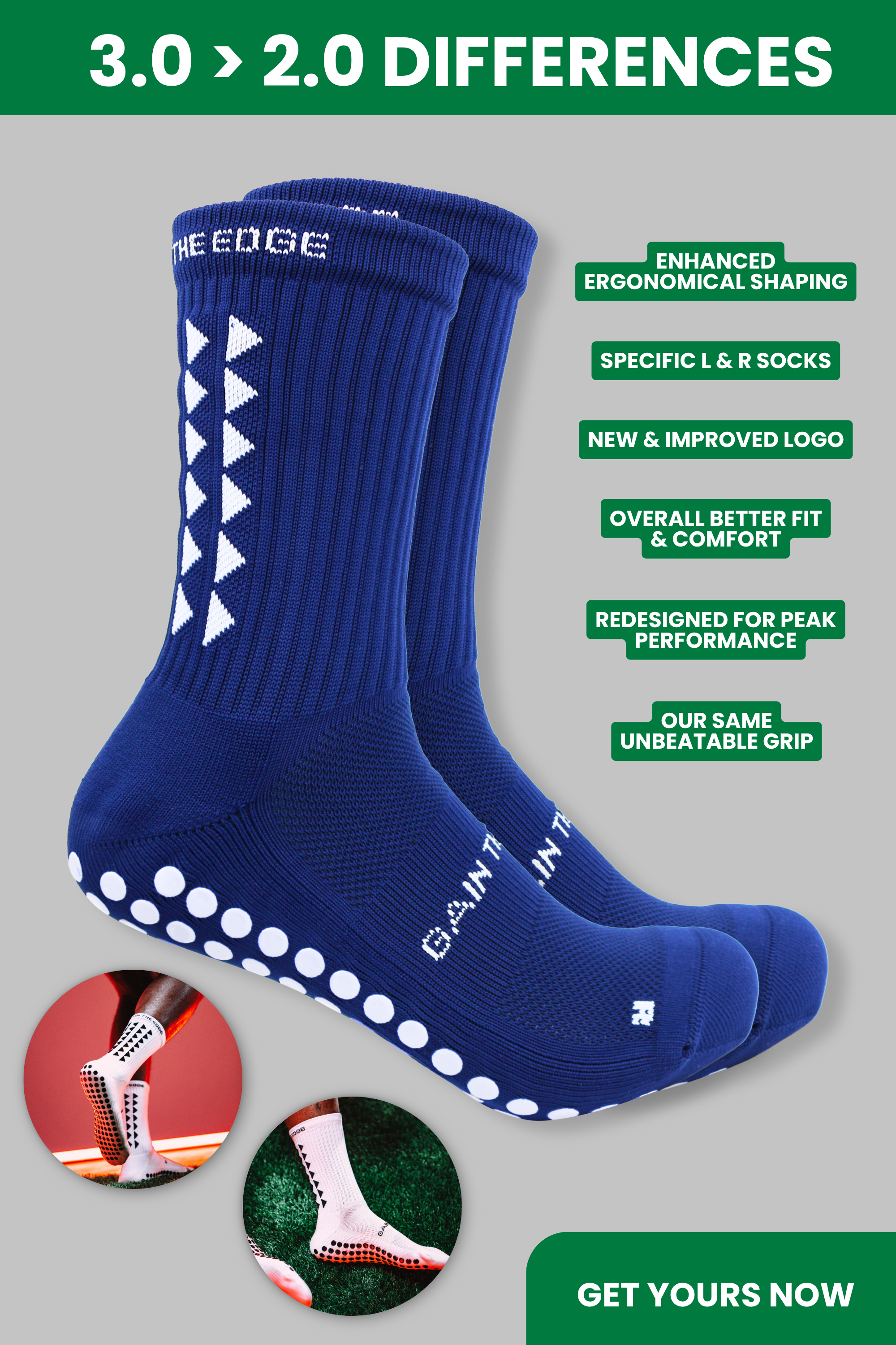 GRIP SOCKS 3.0  MidCalf Length - Navy Blue
