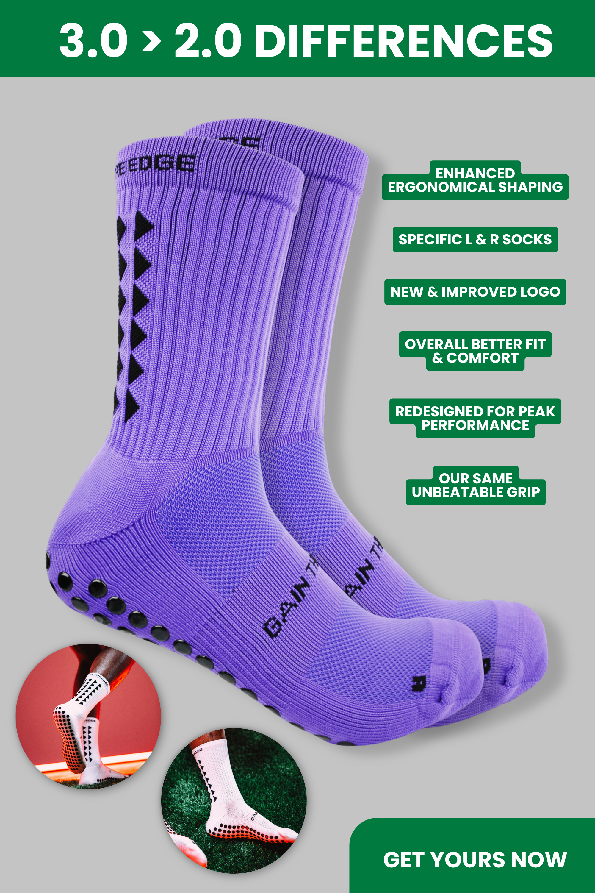 GRIP SOCKS 3.0  MidCalf Length - Purple