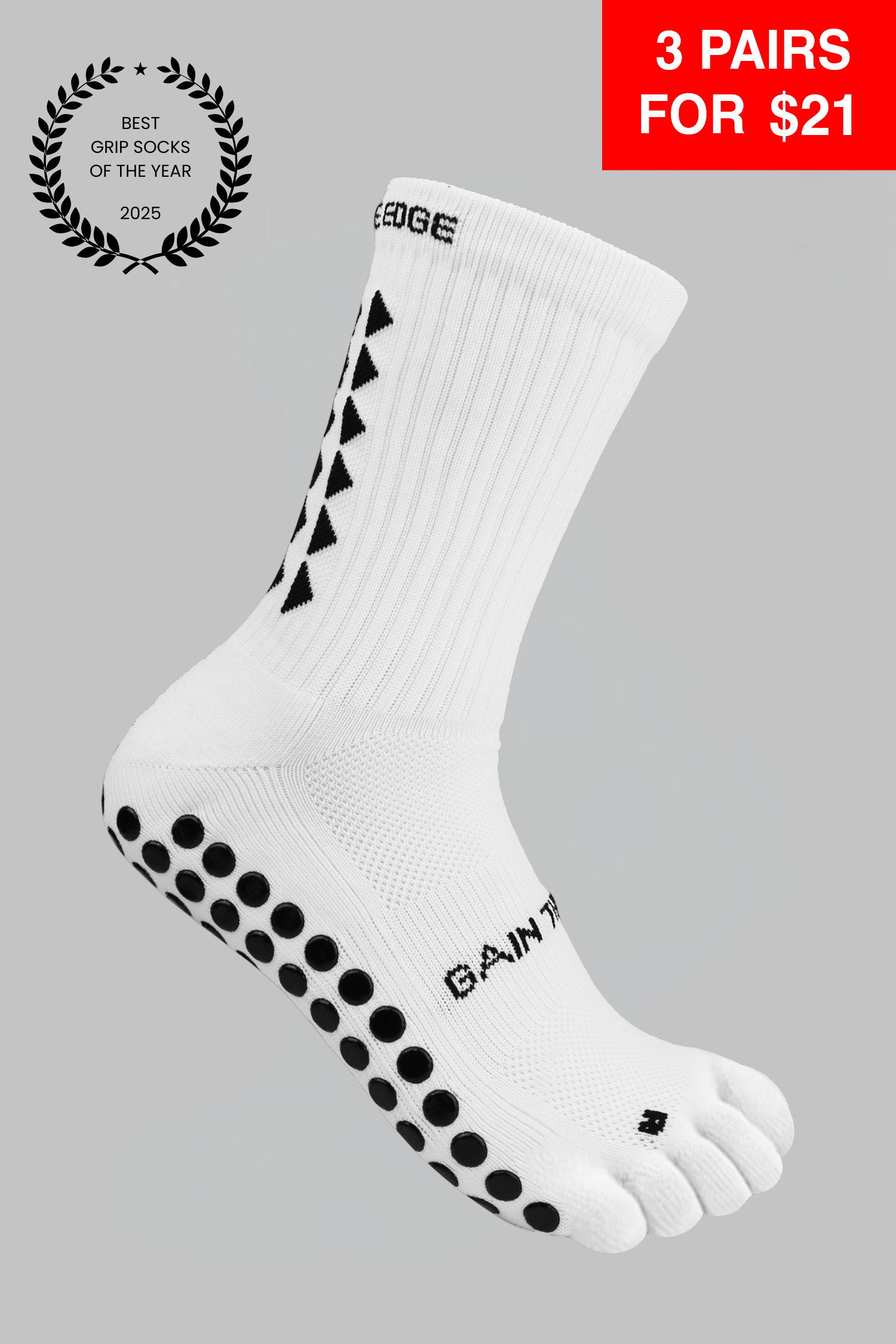 BAREFOOT GRIP SOCKS 3.0 MidCalf Length - White
