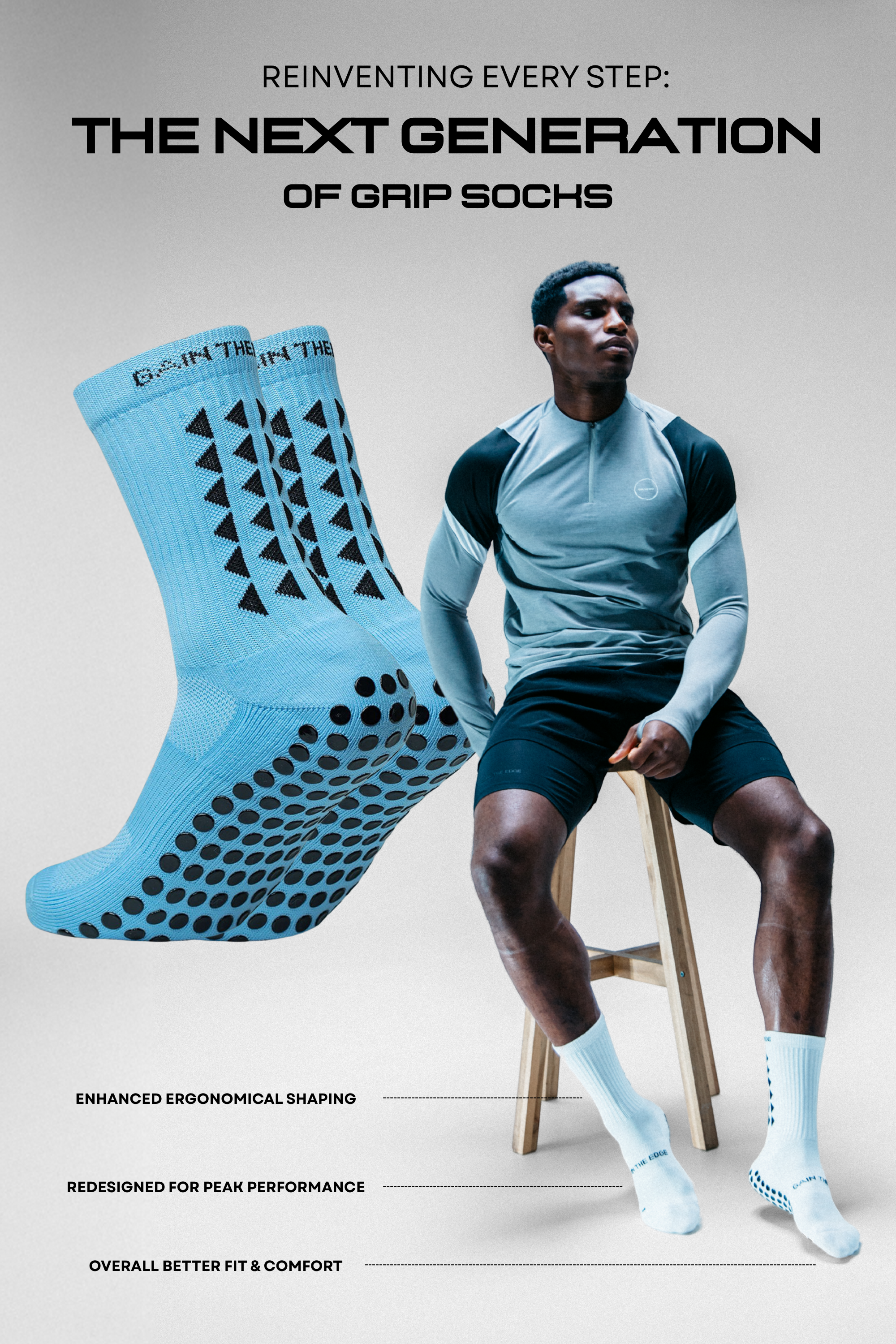 GRIP SOCKS 3.0  MidCalf Length - Light Blue