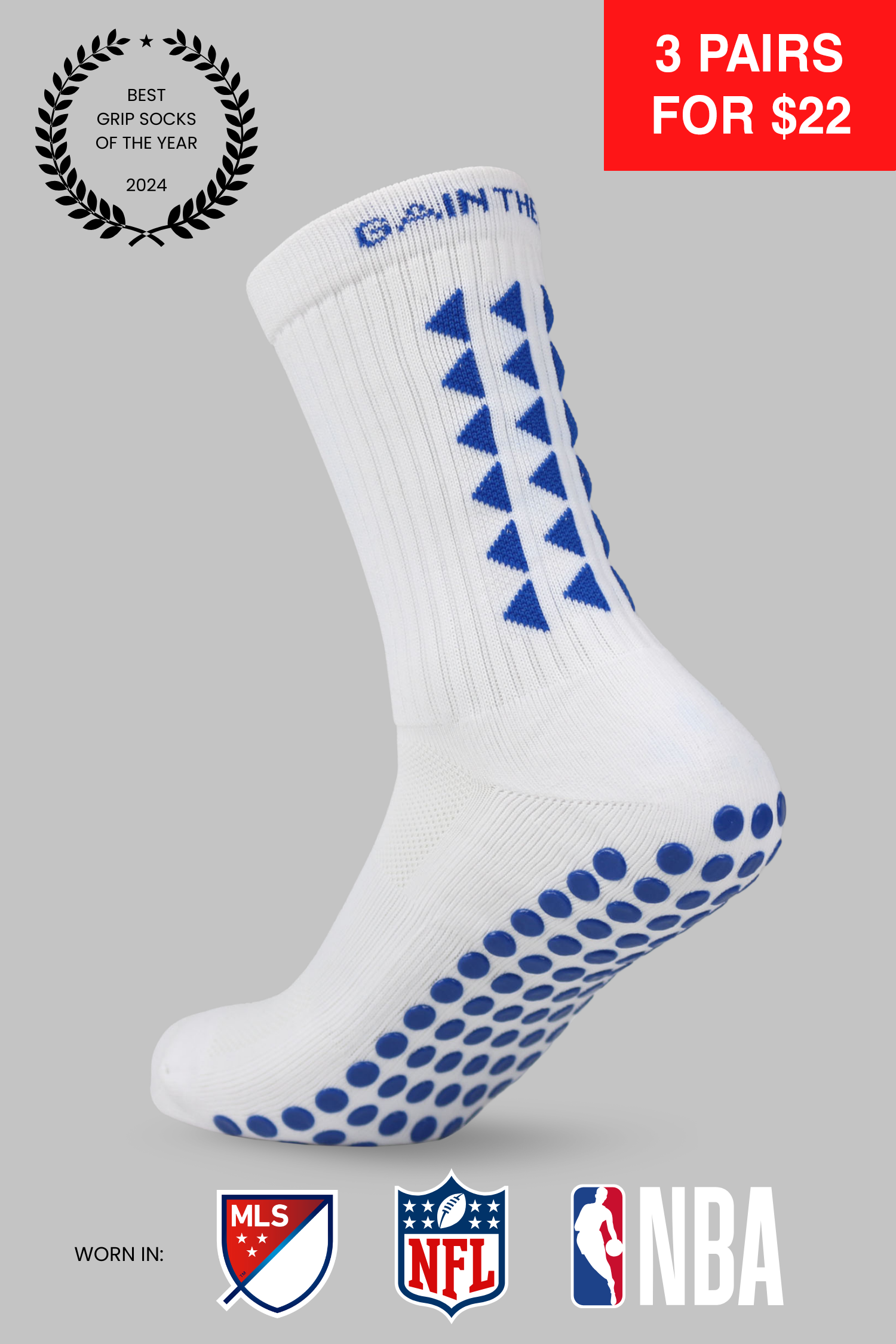 LIMITED EDITION GRIP SOCKS 3.0 - White & Blue