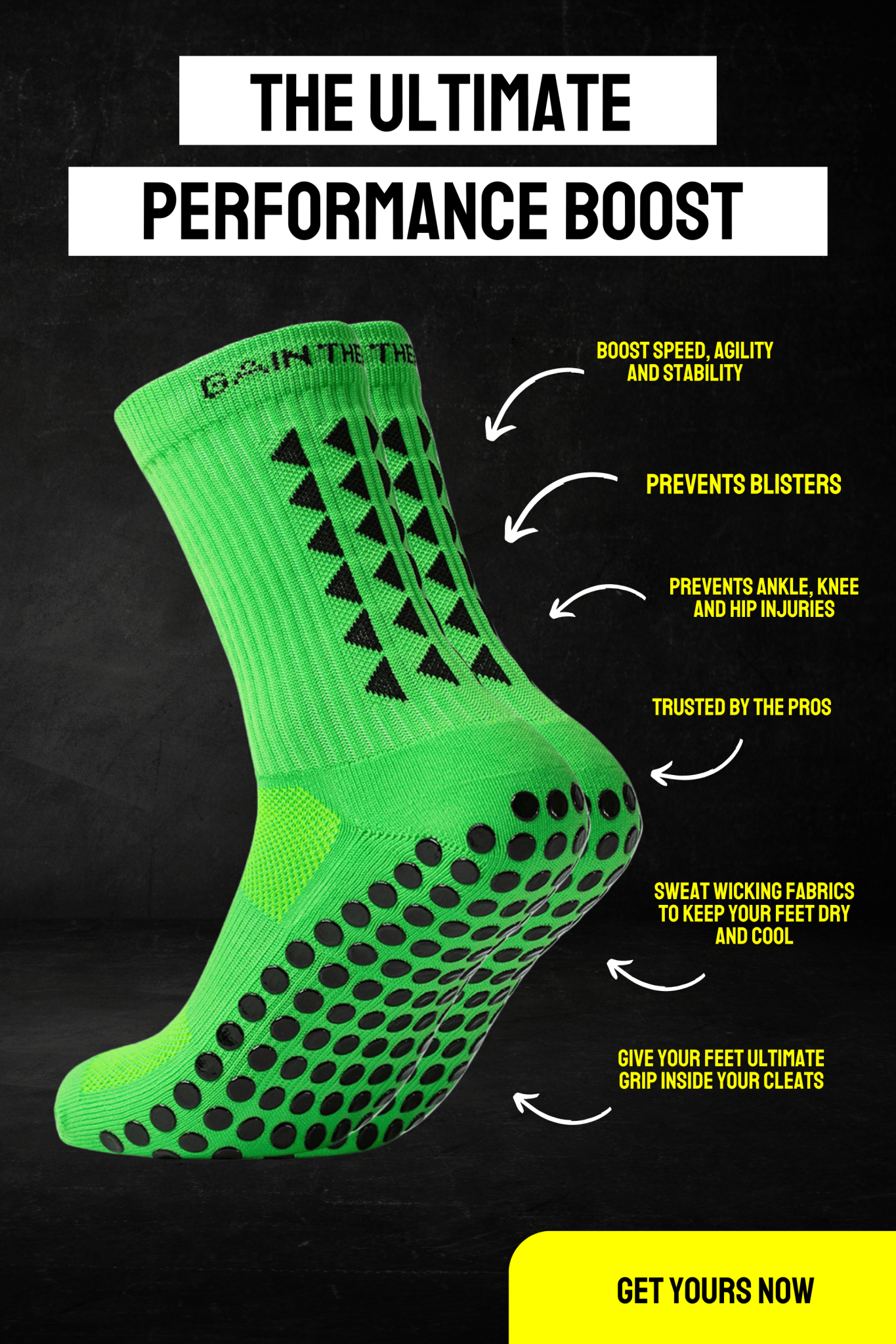 GRIP SOCKS 2.0 MidCalf Length - Green - Gain The Edge US