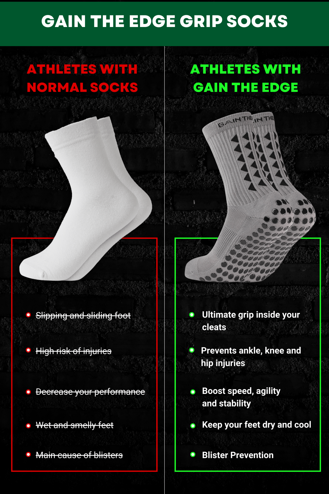 GRIP SOCKS 2.0 MidCalf Length - Grey - Gain The Edge US