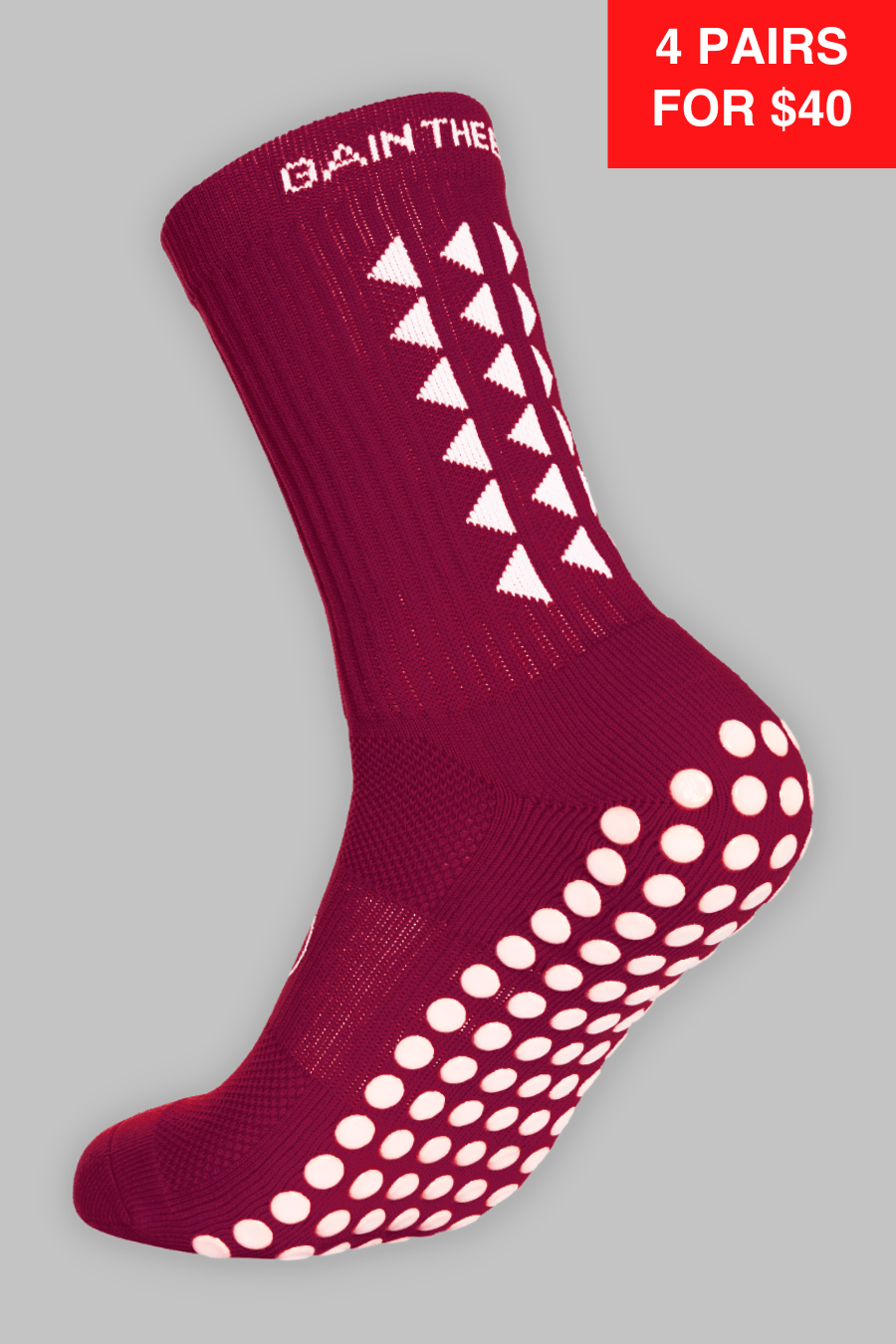 GRIP SOCKS 2.0 MidCalf Length - Maroon - Gain The Edge US