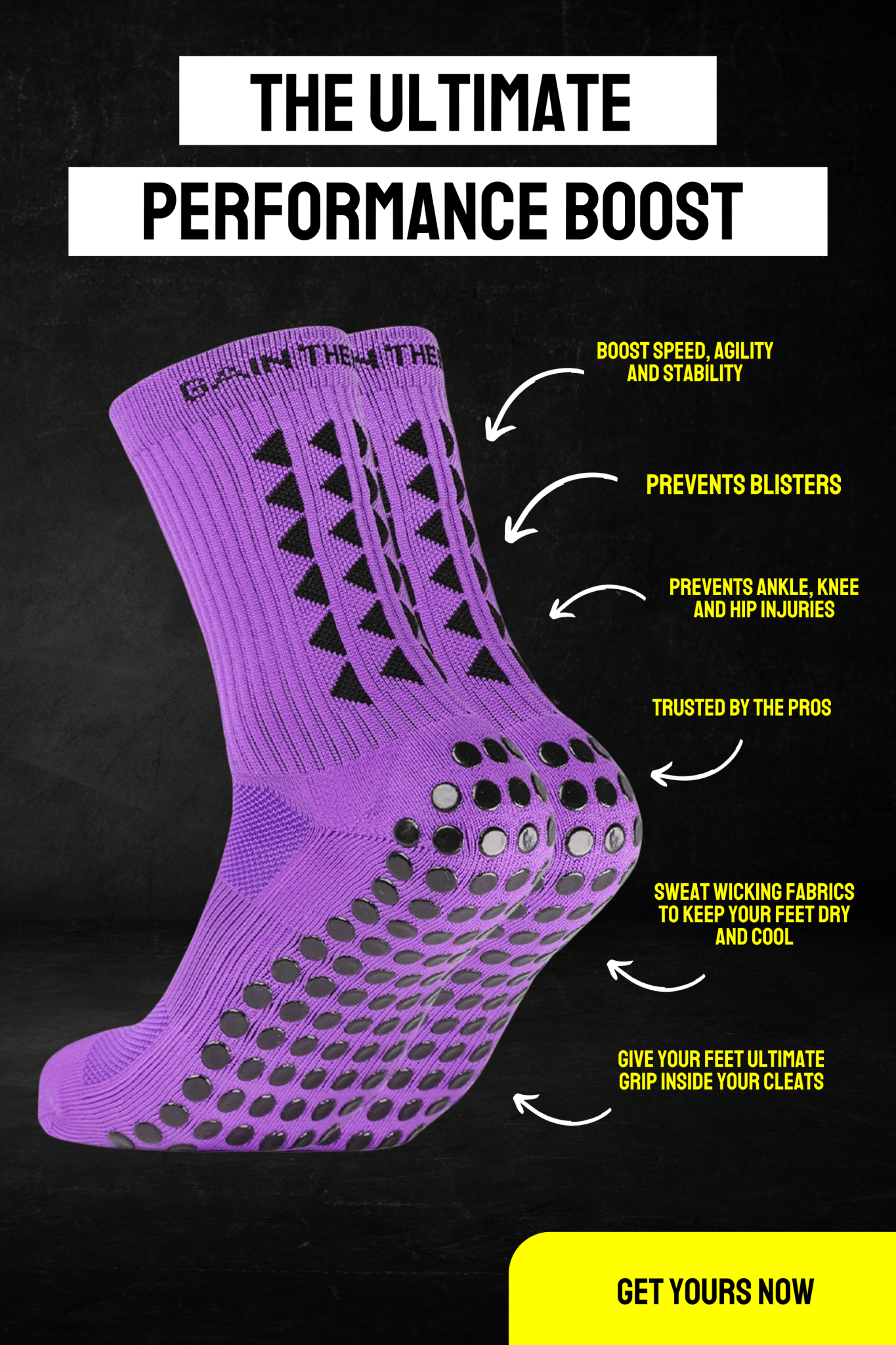 GRIP SOCKS 2.0 MidCalf Length - Purple - Gain The Edge US