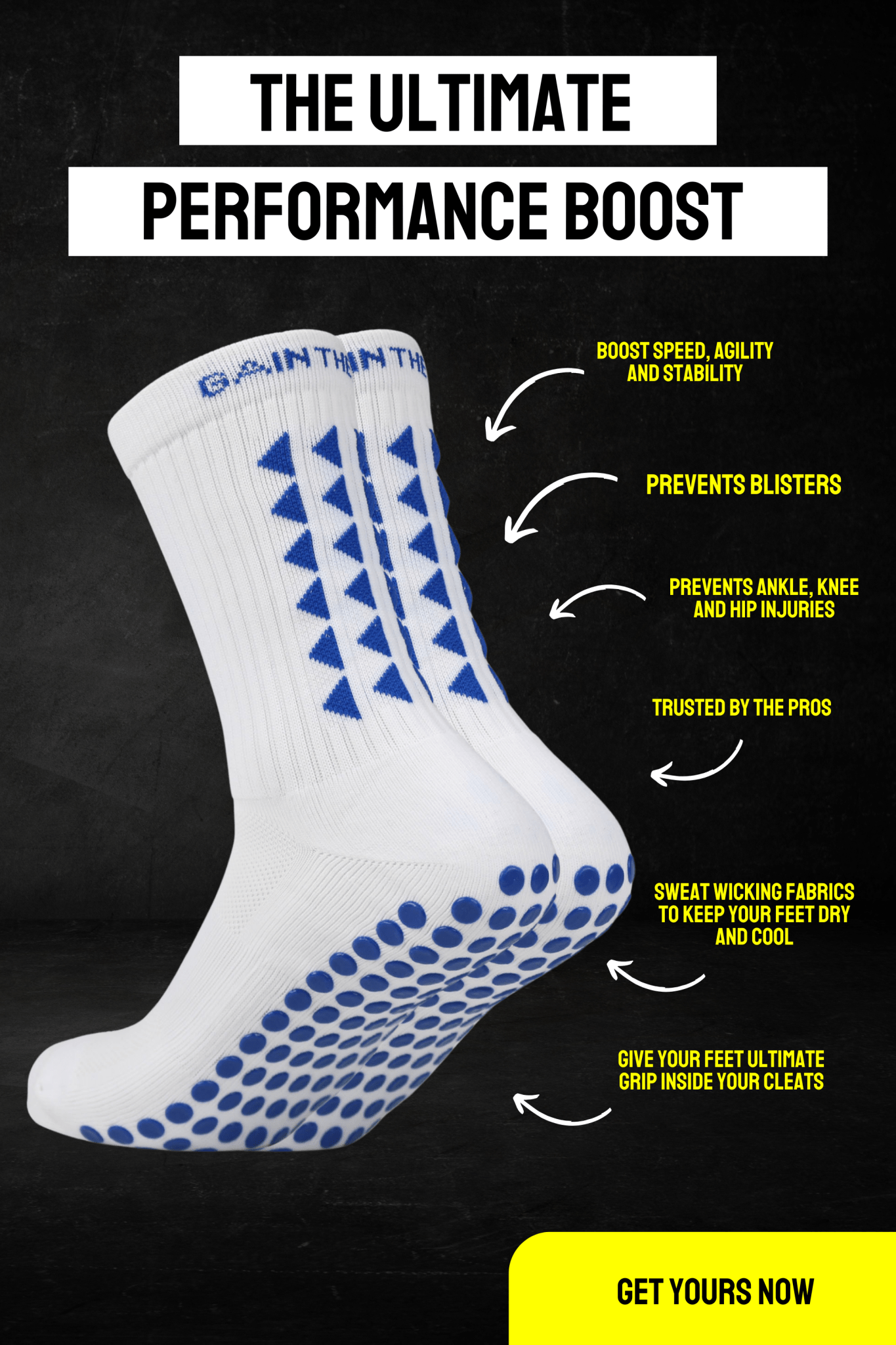 LIMITED EDITION GRIP SOCKS 2.0 - White & Blue - Gain The Edge US