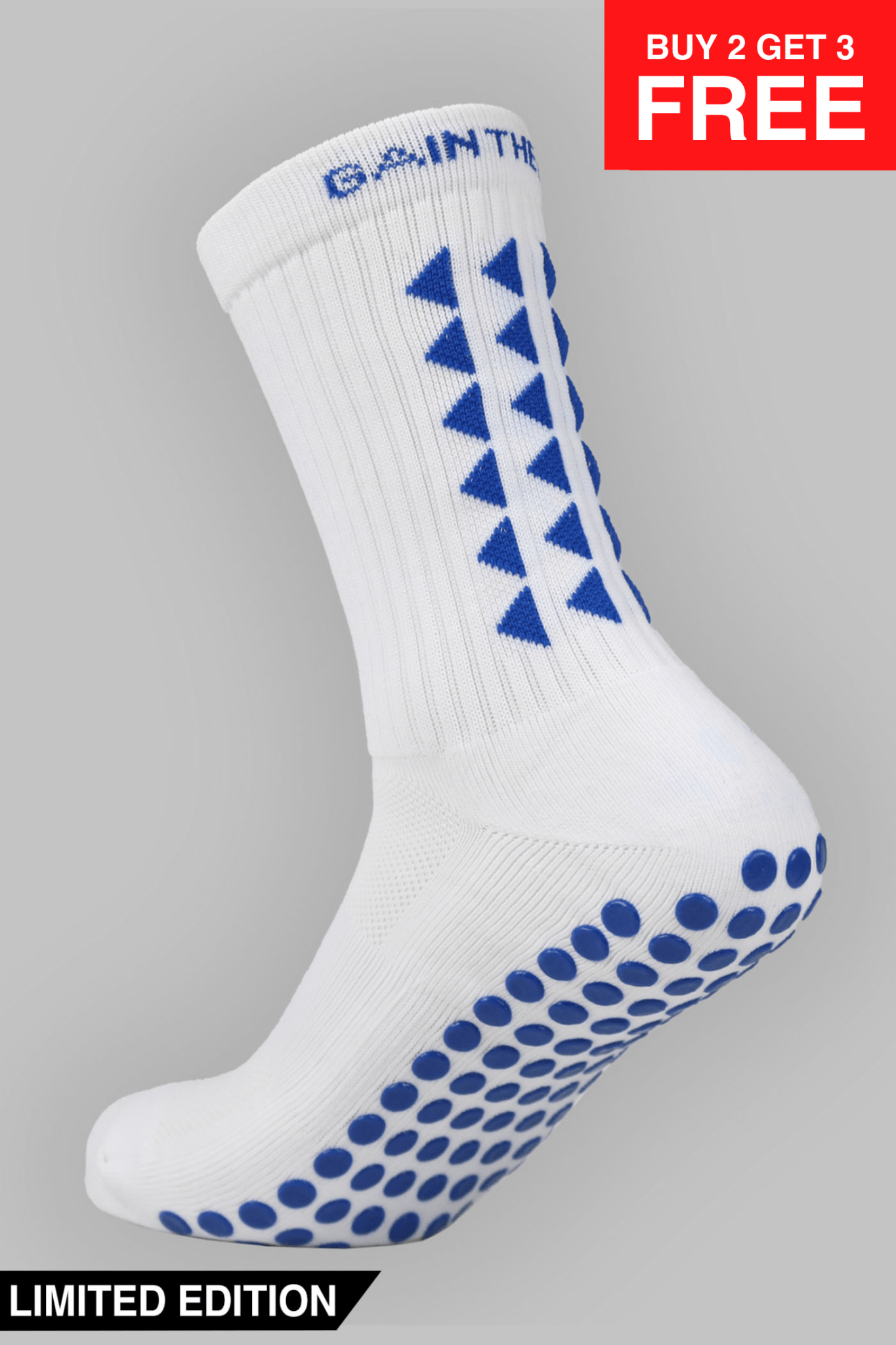 LIMITED EDITION GRIP SOCKS 3.0 - White & Blue - Gain The Edge US