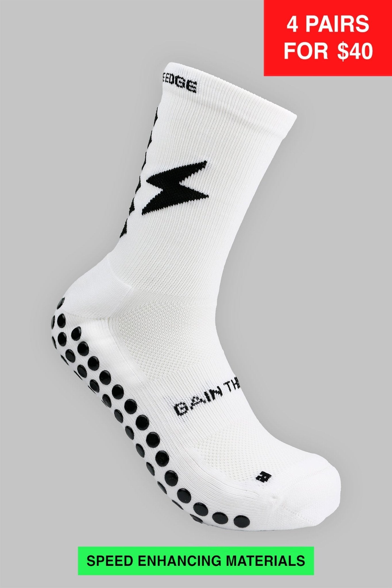 SPEED GRIP SOCKS MIDCALF LENGTH - WHITE - Gain The Edge US